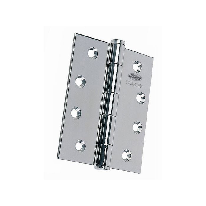 Lockwood 100 x 75 x 2.5mm Polished Stainless Steel 100 Series Fixed Pin Butt Hinge