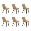 Familand Dining Chairs Set of 6 Padded Seat Kitchen Living Room Chair Faux Leather in Brown