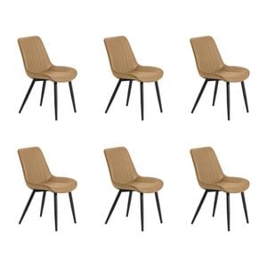 Familand Dining Chairs Set of 6 Padded Seat Kitchen Living Room Chair Faux Leather in Brown