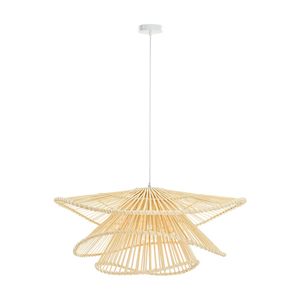 Lexi Lighting Talia Rattan Pendant Light Natural Bamboo Iron Shade 65cm