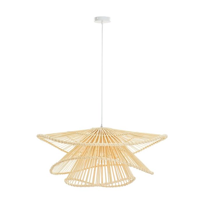 Lexi Lighting Talia Rattan Pendant Light Natural Bamboo Iron Shade 65cm