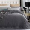 CottonMore 100% BAMBOO 350gsm Large Chunky Waffle Blanket Throw Rug Grey - Queen