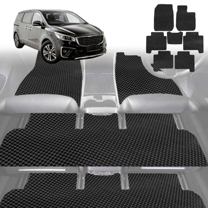 6D Diamond Car Floor Mats for Kia Carnival 2015-2020-Ultimate Set-Black-Outback GT