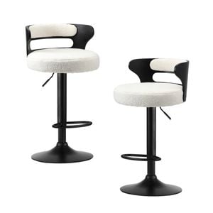 Oikiture Bar Stools Gas Lift White Set of 2