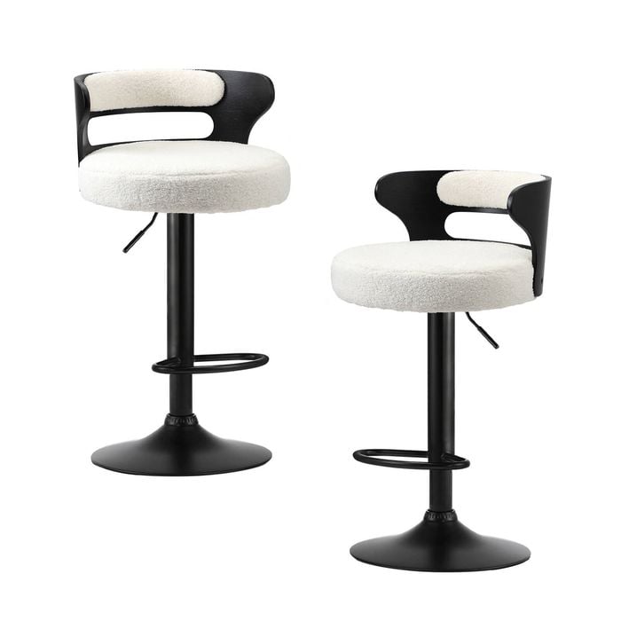 Oikiture Bar Stools Gas Lift White Set of 2