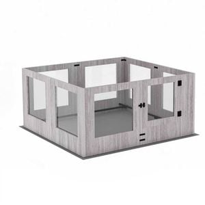 P&P Transparent And Grey Glass Dog Whelping Box With Divider And Rail