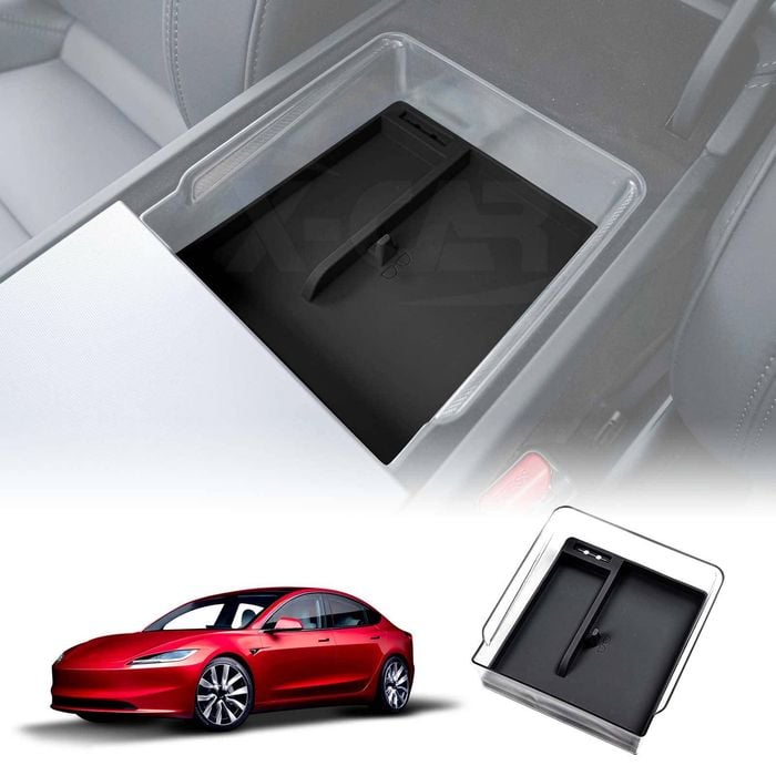 Tesla Model 3 Highland 2023-Onwards Premium Centre Console Mid Organizer Tray Storage Black