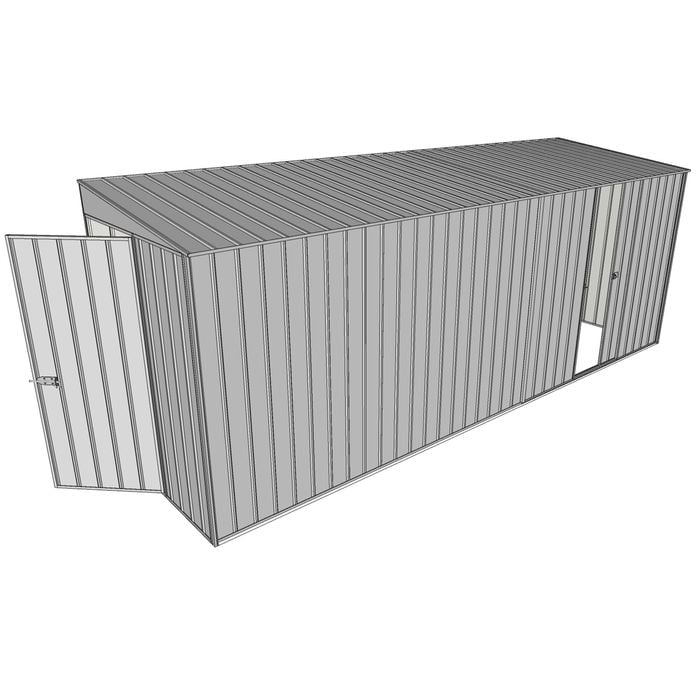 Build-a-Shed 1.5 x 5.2 x 2m Hinged Door Tunnel Shed With Sliding Side Door - Zinc