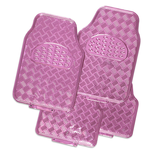 MyCar Venom 4-Piece Car Mat - Pink Rubber/Aluminium Look