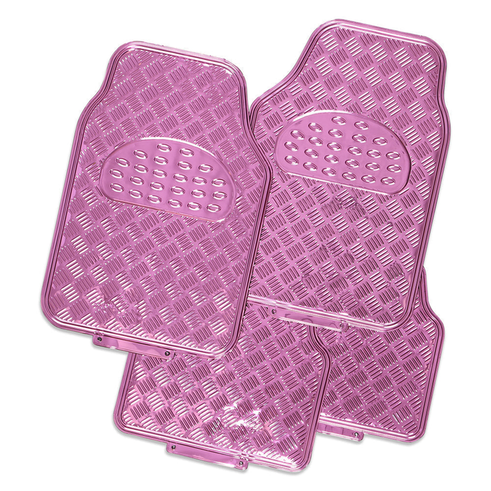 MyCar Venom 4-Piece Car Mat - Pink Rubber/Aluminium Look