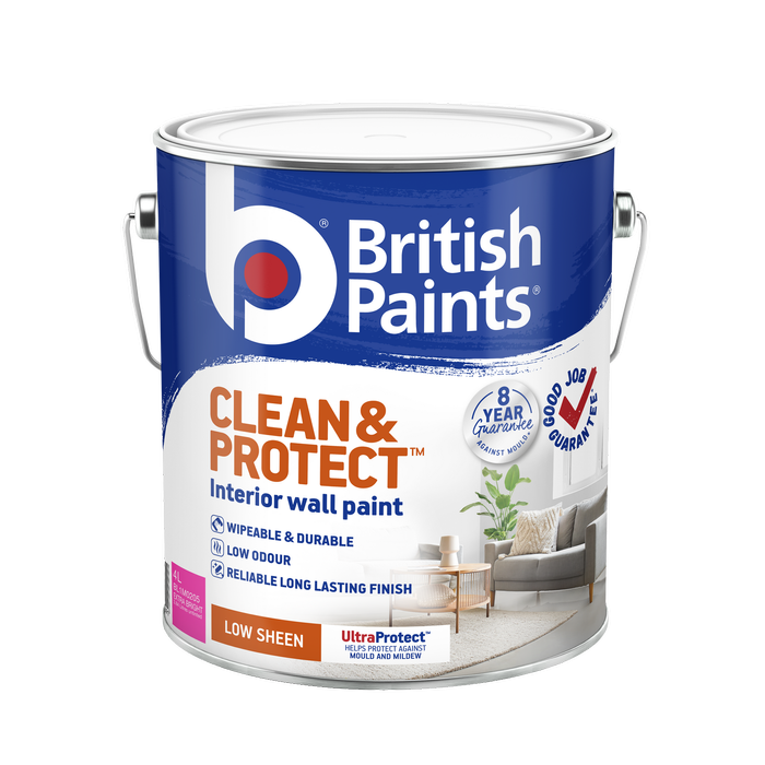 British Paints Extra Bright Low Sheen Clean And Protect Interior Paint - 4L