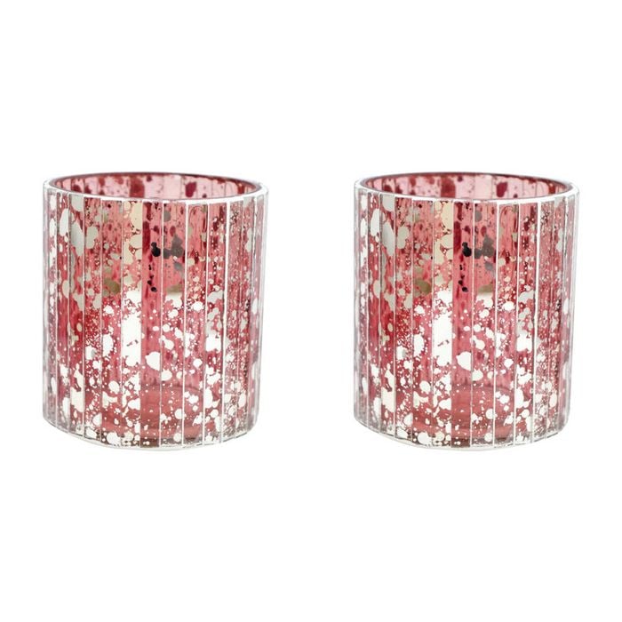 2PK LVD Glass Votive Candle Holder Home Decor 10cm Mosaic Cranberry