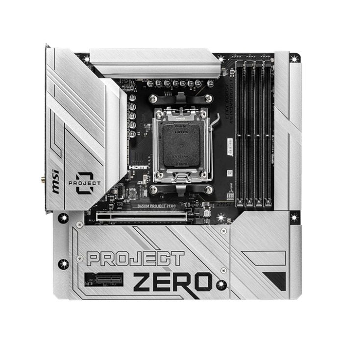 Msi B650m Project Zero Motherboard, Amd B650, 4x Ddr5 128gb, 1x Hdmi, 2x M.2, Usb 3.2 Type A  X9