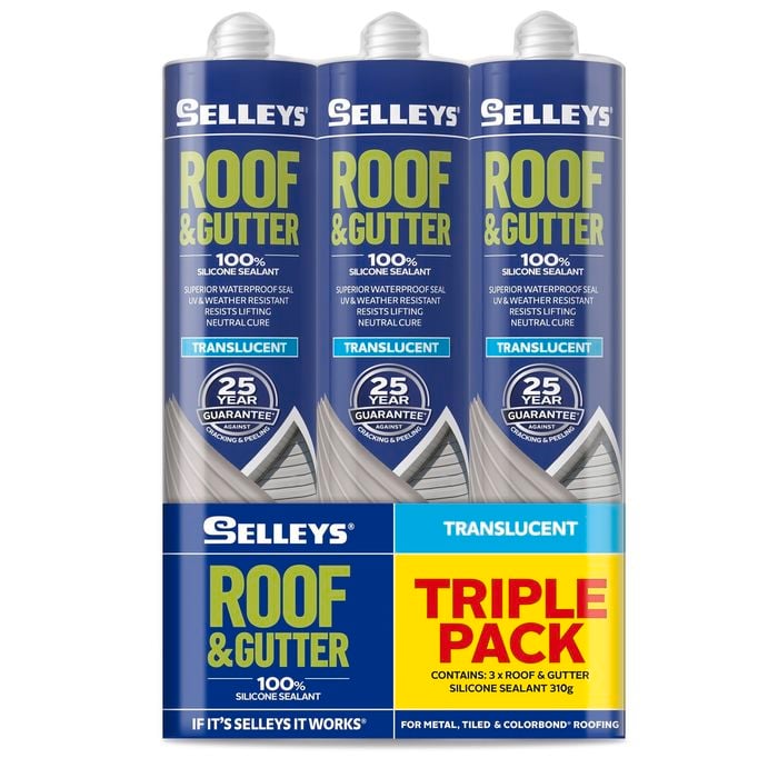 Selleys 310g Translucent Roof And Gutter Silicone Waterproof Sealant - 3 Pack