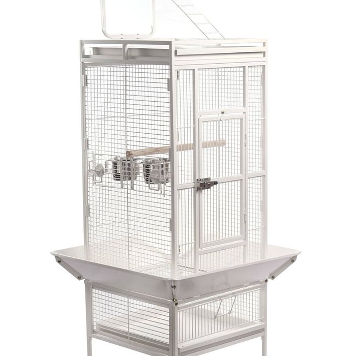 YES4PETS White 153 cm Large Bird Budgie Cage Parrot Aviary With Metal Tray and  Wheel
