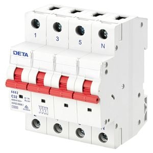 Deta 32A Three Phase MCB 3P+N C Curve 10kA