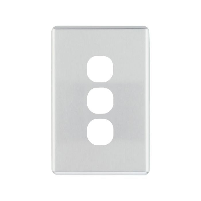 Deta S-Line Brushed Aluminium 3 Gang Switch Cover Plate - Brushed Aluminium