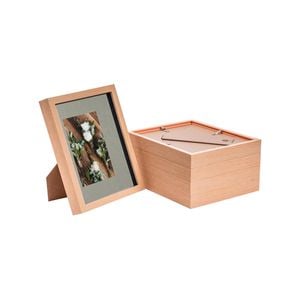Nicola Spring Shadow Box Frames - 8 x 10" with 4 x 6" Mount - Light Wood - Pack of 5
