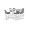 Santorini Outdoor 1.5m Bar Table White With 6 Hugo Aluminium and Rope Stools & Grey w/Textured Olefin Cushions