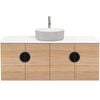 CIBO 1200mm Oak Mornington Wall Hung Vanity With Light Grey / White Basin And Black Handles