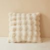 CottonMore Super Soft Faux Rabbit Plush Square Cushion Sofa Pillow Cover Cream - 45cm x 45cm