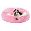 Charlie's Hooded Faux Fur Calming Donut Dog Bed Ombre Pink - Small
