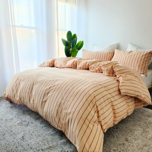 Single Quilt Cover Set – 100% Cotton – Doona Cover Set (PeachBlack)