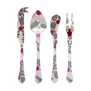 4pc Ecology Merri Cheese Tools Set 17cm Doves & Botanicals Design