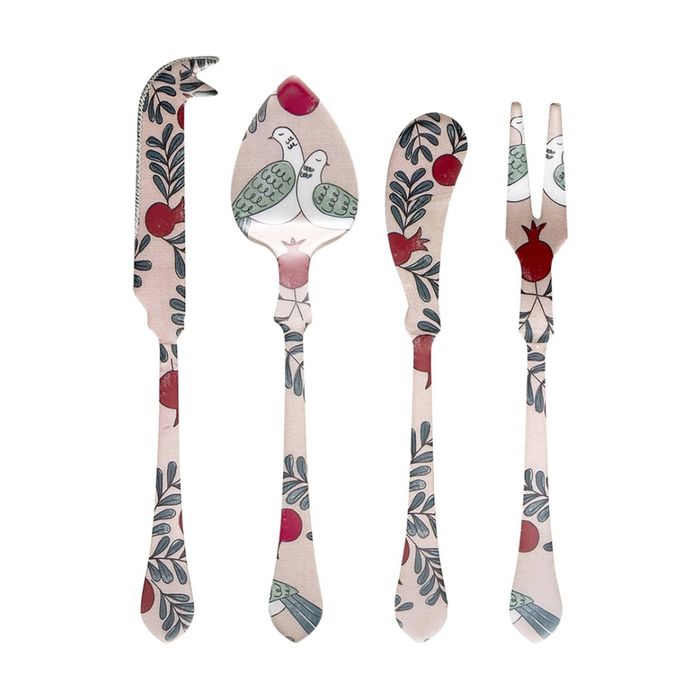 4pc Ecology Merri Cheese Tools Set 17cm Doves & Botanicals Design