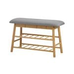 Oikiture 70cm Shoe Storage Bench Bamboo Shoes Rack Cabinet Shelf
