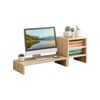 Single Tier Wooden Desk Monitor Riser With Storage Shelves Organizer