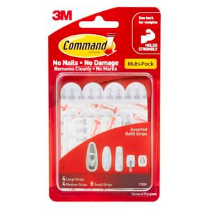 Command™ White Adhesive Assorted Refill Strips - 16 Pack
