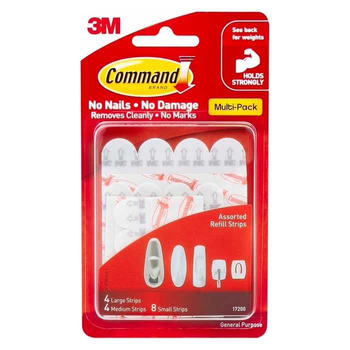 Command™ White Adhesive Assorted Refill Strips - 16 Pack