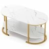 Costway Coffee Table Metal Frame Center Table Home Living Room - White