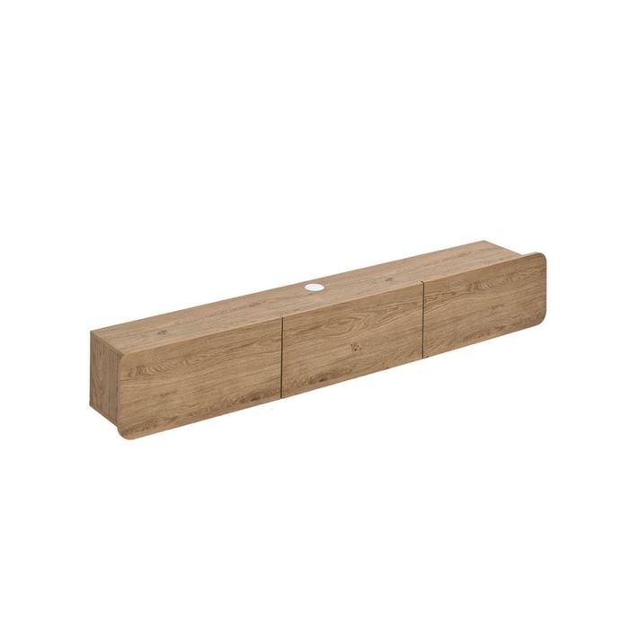 Design Square Elara Wall-mounted Tv Stand Entertainment Unit 180cm 3-doors Oak