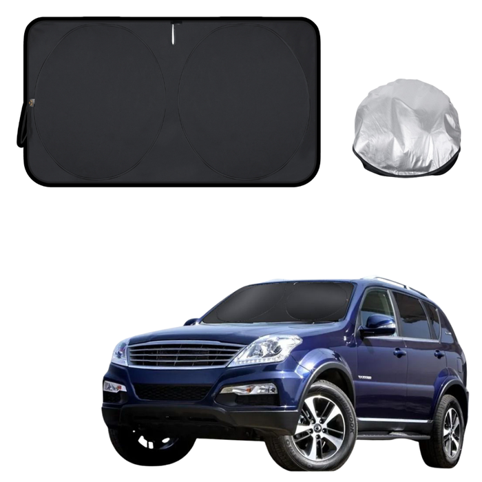 Front Windscreen Sun Shade for SsangYong Rexton 2014 - 2017 - Standard 150 x 85 cm - Black