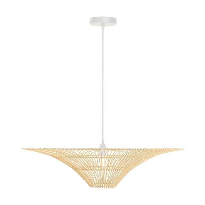 Lexi Lighting Felicity Rattan Pendant Light Large Natural Shade Iron
