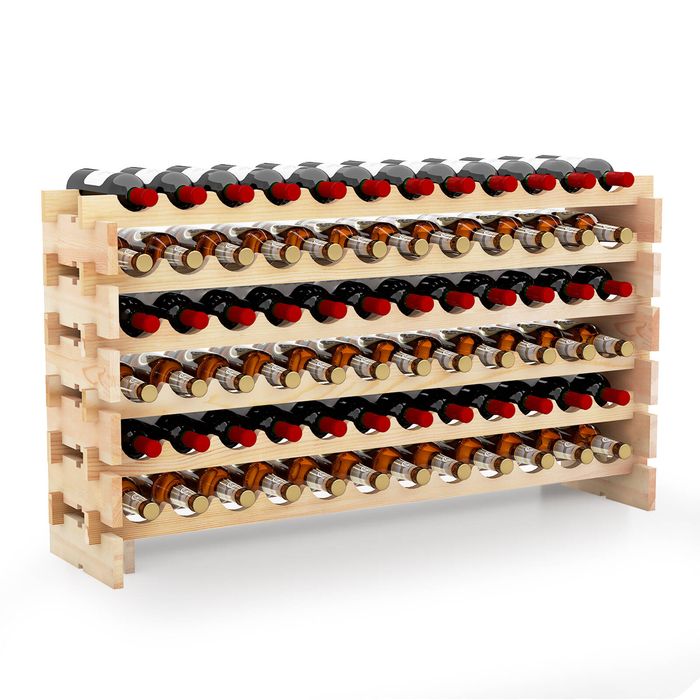 Costway 6-Tier 72 Bottles Wine Bottle Holder Stackable Modular Wine Rack-Natural