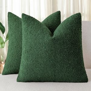 Gioia Casa Twin-Pack Bouclé Cushion Covers - Soft Textured Polyester with Hidden Zipper (Forest Green, 45cm x 45cm)