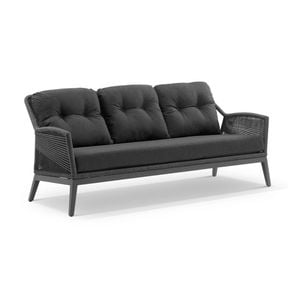 Hugo 3 Seater Outdoor Aluminium And Rope Lounge Charcoal & Carbon Grey Rope/denim Cushions