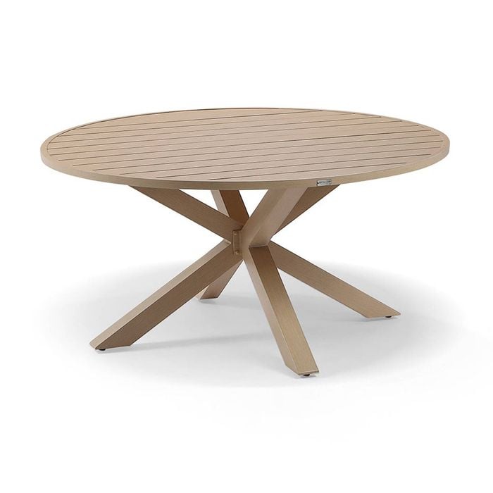 Houston Outdoor 1.5m Round Aluminium Dining Table Light Oak