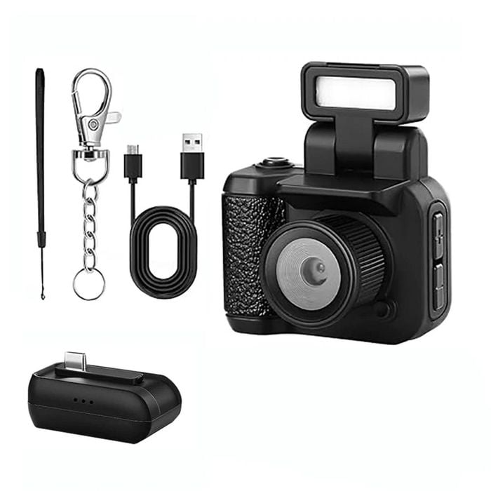 Mini Camera With Flash Lamp Black
