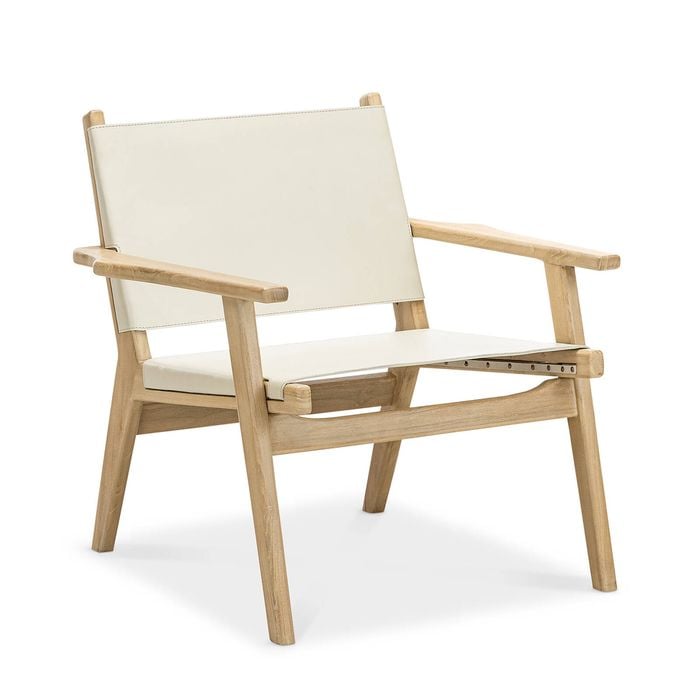 Enzo Ivory Cream Leather Sling Armchair