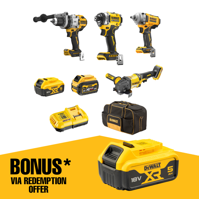 DeWALT 18V/54V XR Mixed Voltage 4 Piece Combo Kit - 5.0Ah/6.0Ah DCZ407P1T1-XE
