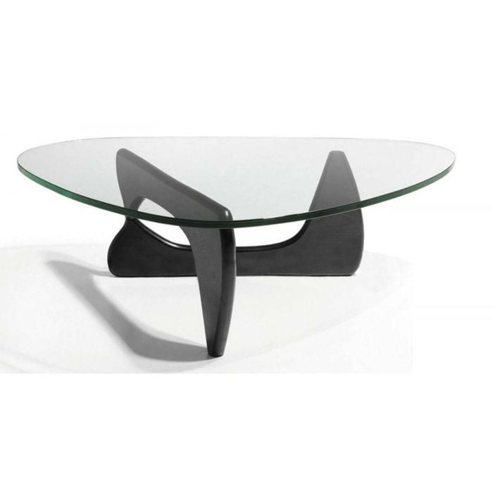 Sd House Isamu Noguchi Replica Wooden Base Glass Top Coffee Table - Black