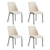 Oikiture Set of 4 Dining Chairs Chenille Fabric Beige
