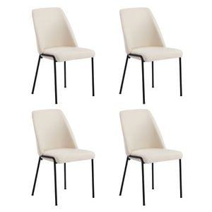 Oikiture Set of 4 Dining Chairs Chenille Fabric Beige