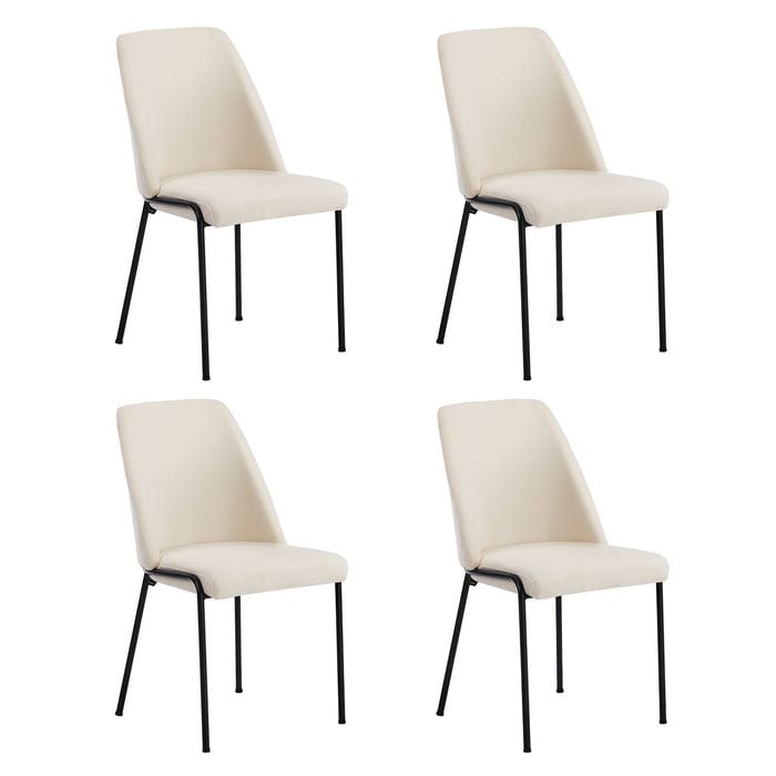 Oikiture Set of 4 Dining Chairs Chenille Fabric Beige