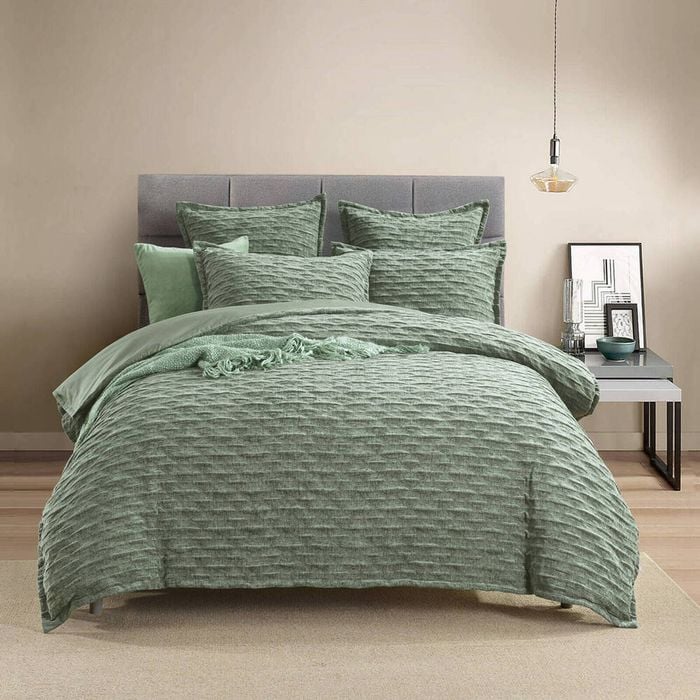 Renee Taylor Queen Harper Jacquard Quilt Cover/Pillowcase Set Juniper