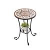 Catzon Outdoor Side Table Mosaic Tile Top Metal Frame